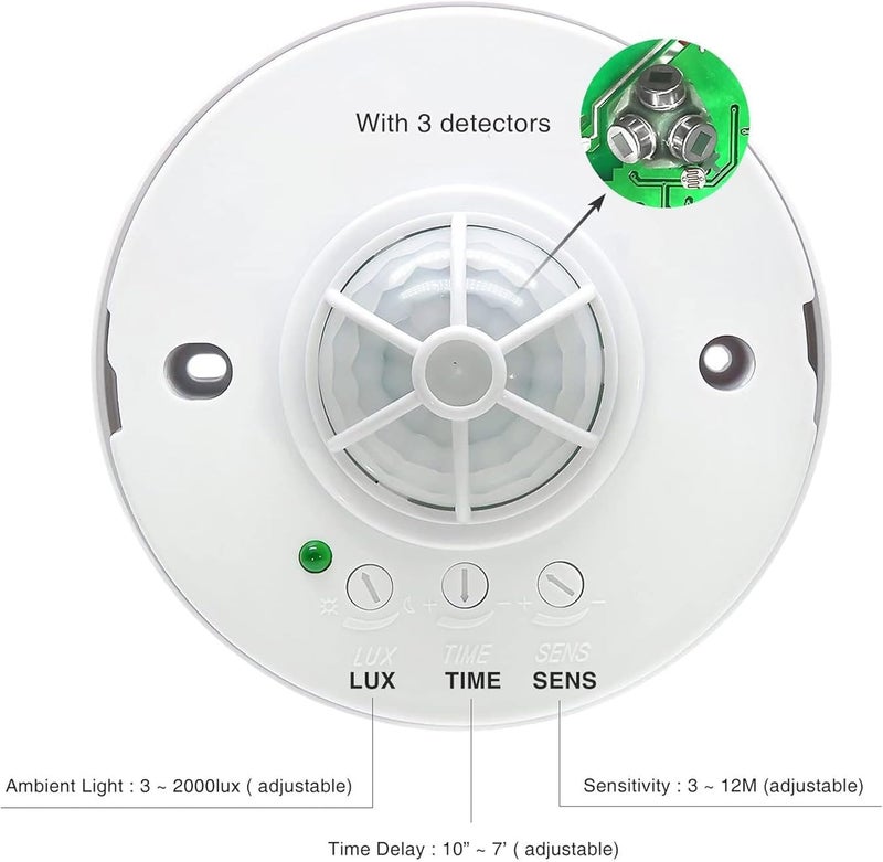 Duravel 360 Degree Surface Mount PIR Ceiling Occupancy Motion Sensor Detector Power Switch - Image 3
